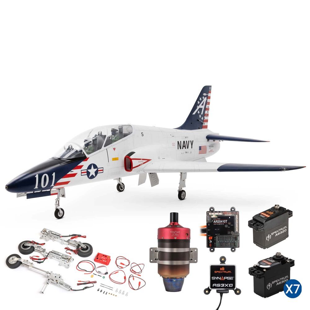 Hangar 9 Hawk/T-45 140-160N ARF with Retract Set, KingTech K-160G4+, Spektrum AR20410T Receiver, Synapse AS3X+ Module, and Spektrum Servos