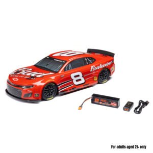 Losi 1/12 NASCAR RC Race Car Dale Earnhardt Jr. No. 8 Budweiser Chevrolet ZL1 2S AWD RTR Brushed On-Road (Battery & Charger Included), Red